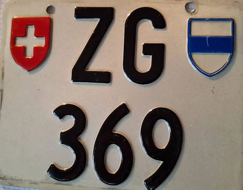 Motorrad-Kontrollschild ZG 369