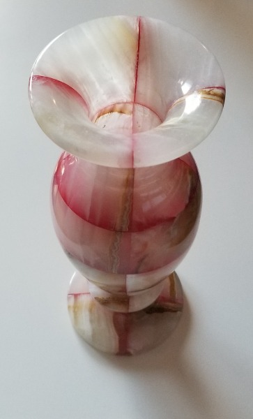 Aegyptische Stein Vase weiss rot beige