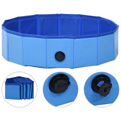  vidaXL Hundepool Faltbar Blau 80 x 20 cm PVC