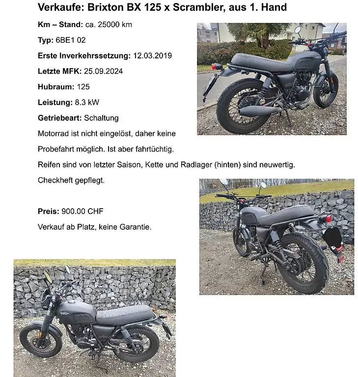 Verkaufe Brixton 125 x