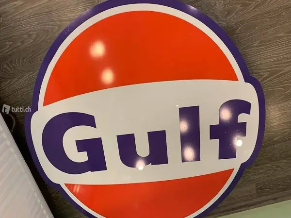 LEUCHTREKLAME: GULF .ORANGE WEISS. 90 CM GROSS