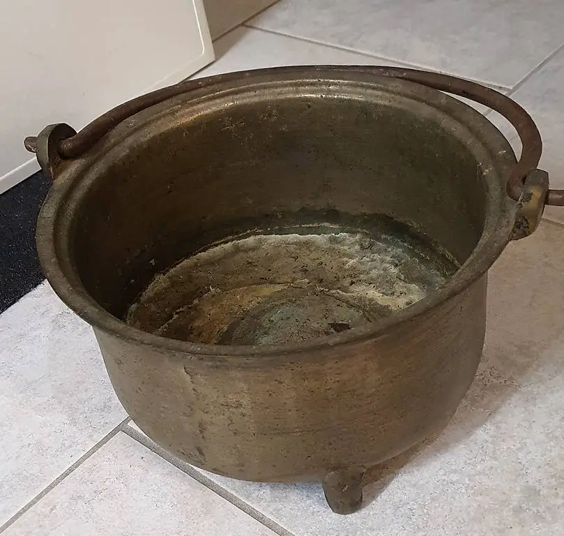 Messingkübel mit Henkel, Durchmesser 30cm, 16cm Höhe