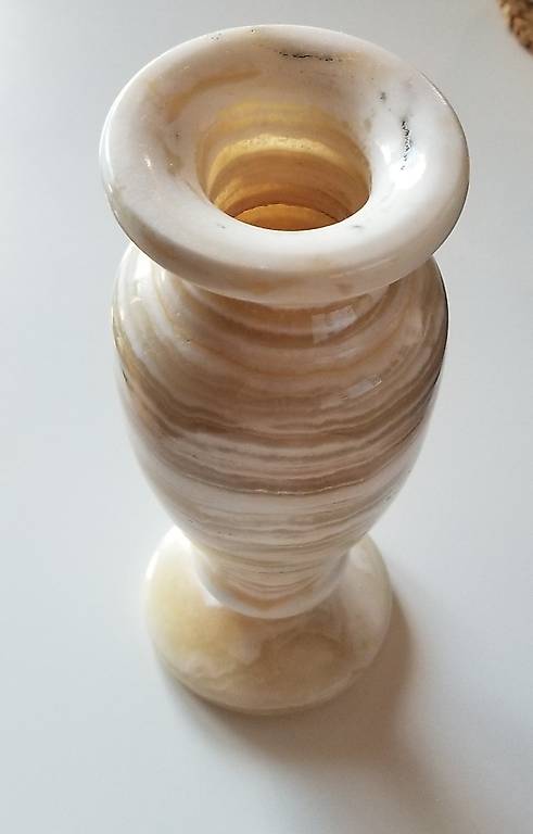 Ägyptische Stein Vase weiss braun beige