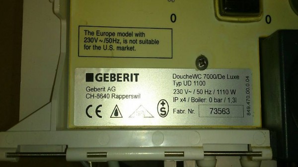Ersatzteile Dusch WC 7000 De Luxe Geberit Boiler Föhn Boiler