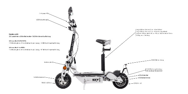 E-Scooter mit Helmpflicht (40km/h) SXT 1000 EEC zugelassen