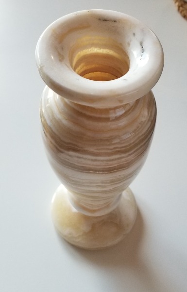 Ägyptische Stein Vase weiss braun beige